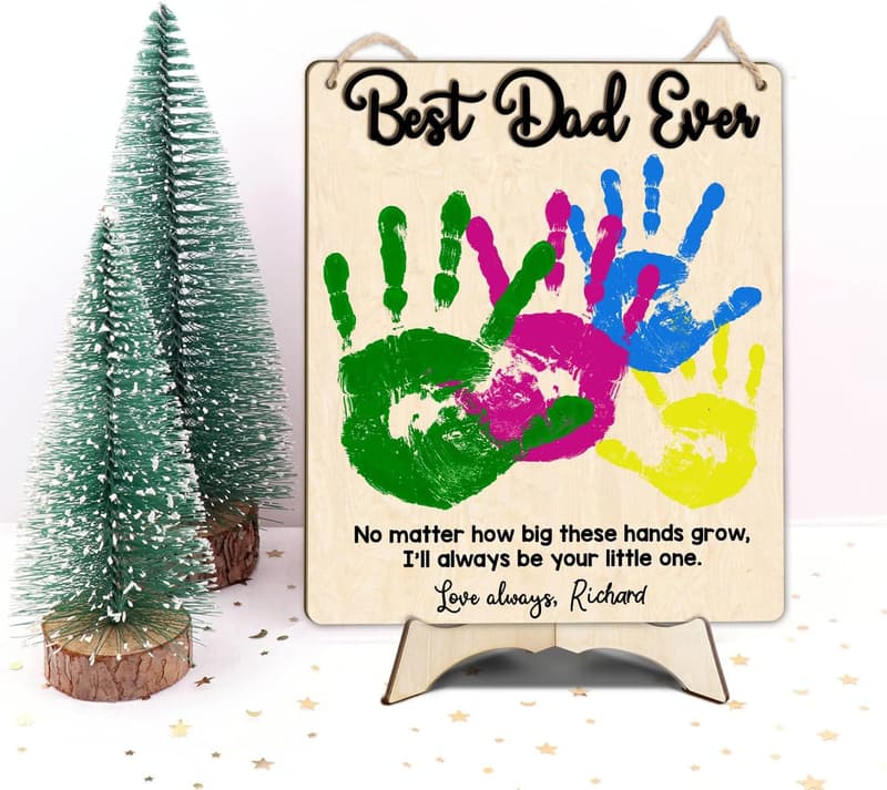 Personalized Father's Day Handprint Wooden Plaque