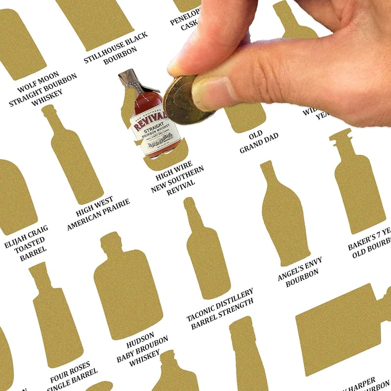 Top 50 Bourbons Scratch Off Poster - Birthday Gift for Him/Her