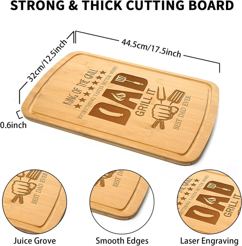 Father's Day Bamboo Cutting Board Gift for Dad, 17.5