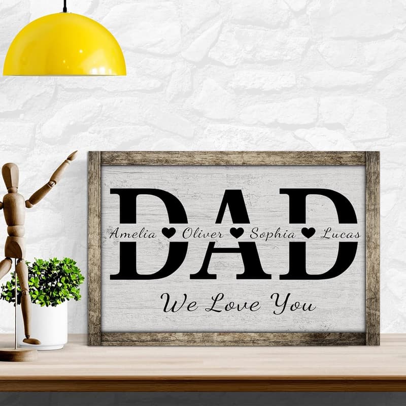 Custom Dad Sign Canvas - Personalized Father's Day Wall Art