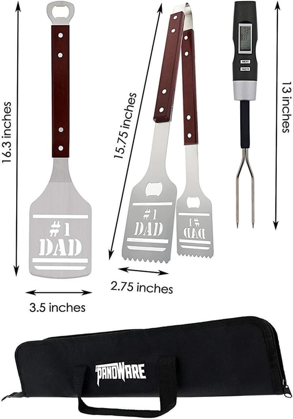 Number 1 Dad BBQ Grill Tools Set - 4 Piece Gift Set