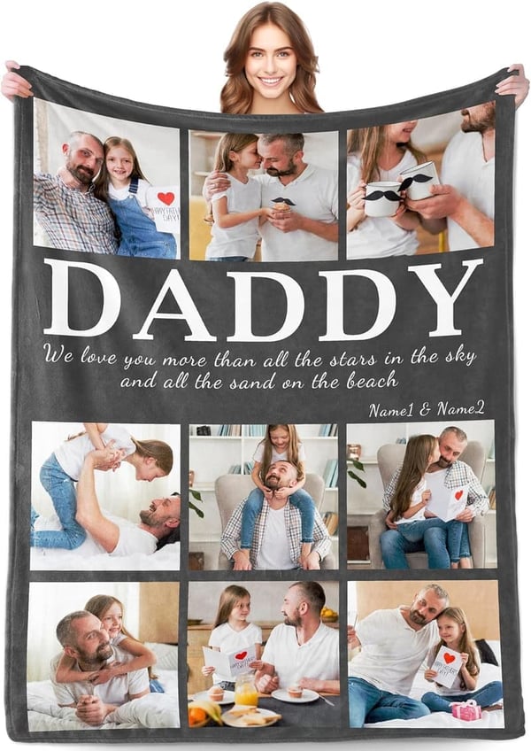 Personalized Photo Blanket for Father's Day from Kids
