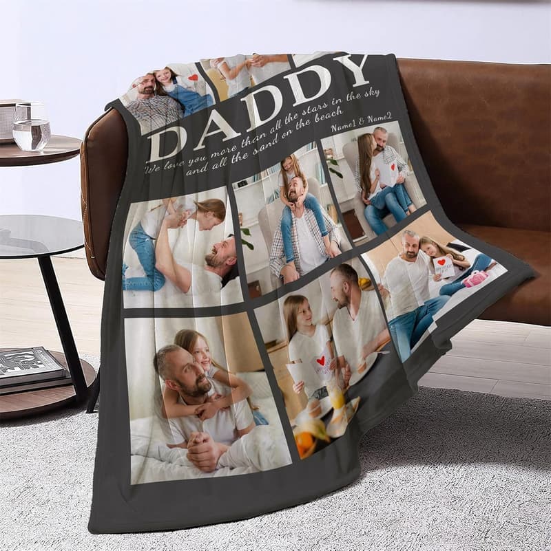 Personalized Photo Blanket for Father's Day from Kids
