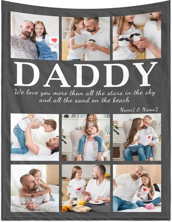 Personalized Photo Blanket for Father's Day from Kids