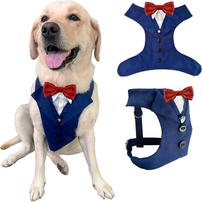 Dog Tuxedo Suit with Bowtie for Weddings and Parties