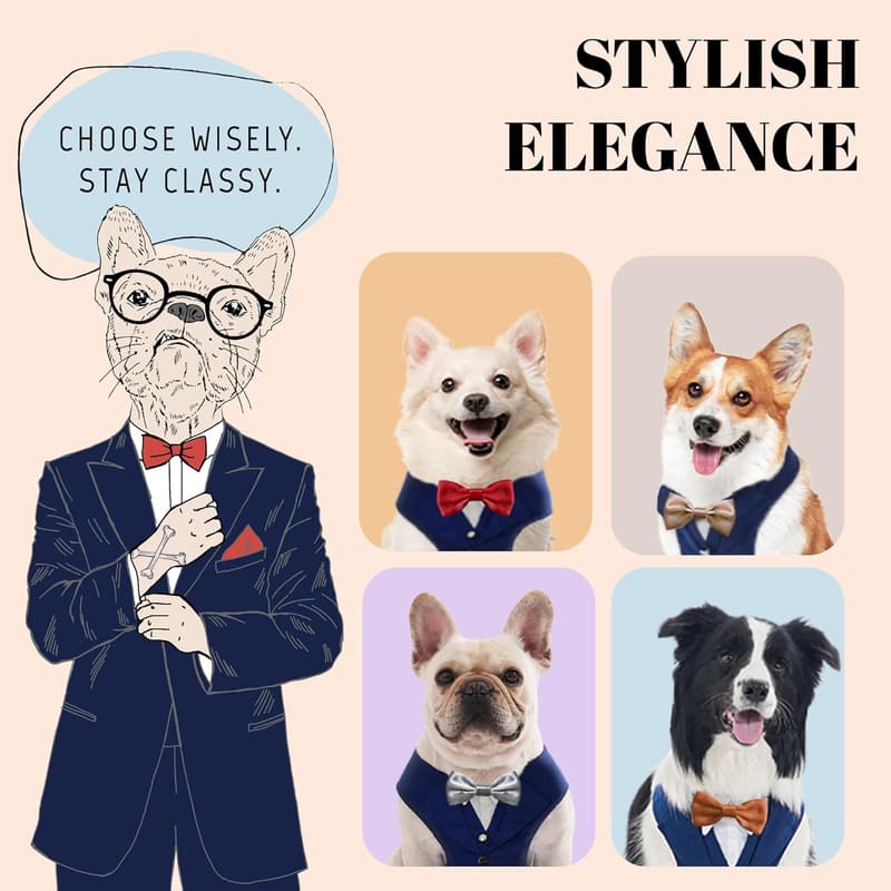 Dog Tuxedo Suit with Bowtie for Weddings and Parties