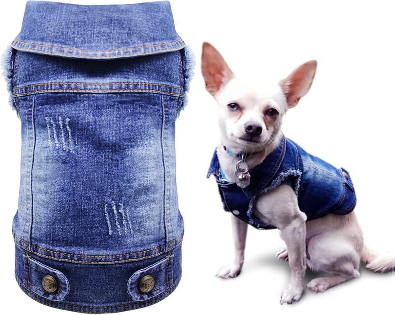Dog Denim Jacket for Small to Medium Dogs - Cool Blue Vintage Coat