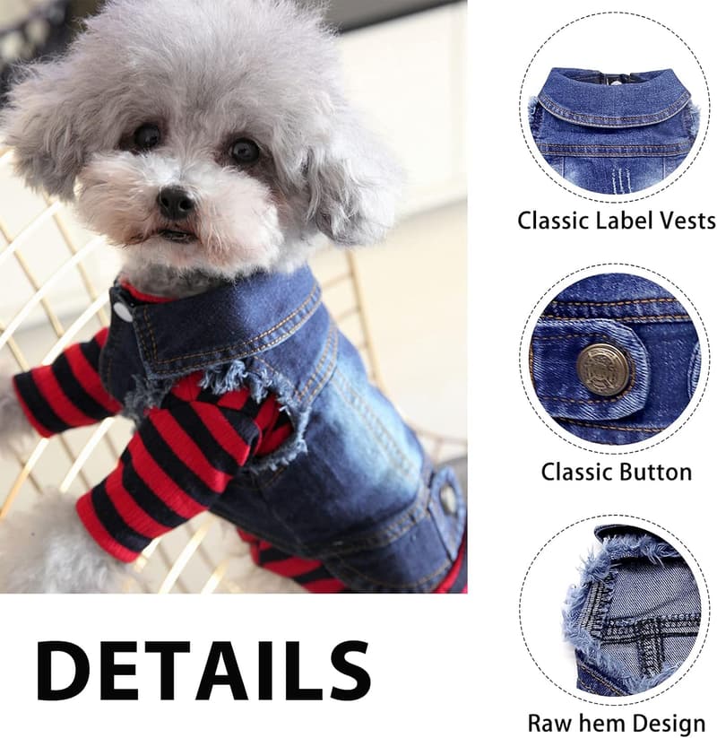 Dog Denim Jacket for Small to Medium Dogs - Cool Blue Vintage Coat