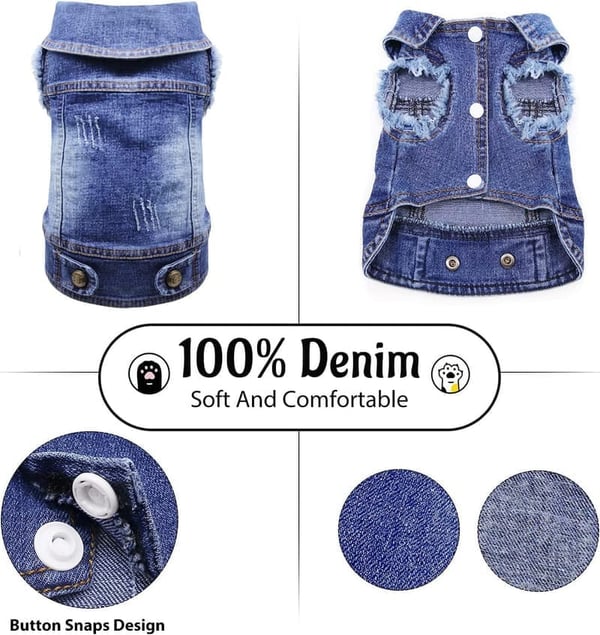 Dog Denim Jacket for Small to Medium Dogs - Cool Blue Vintage Coat