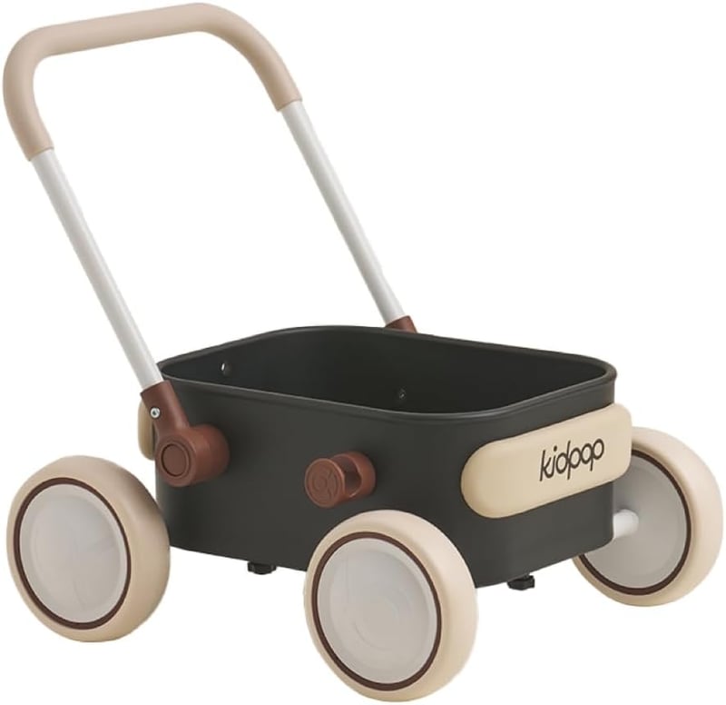 Toddler Push Walker Wagon for 1-Year-Old Birthday (Black)
