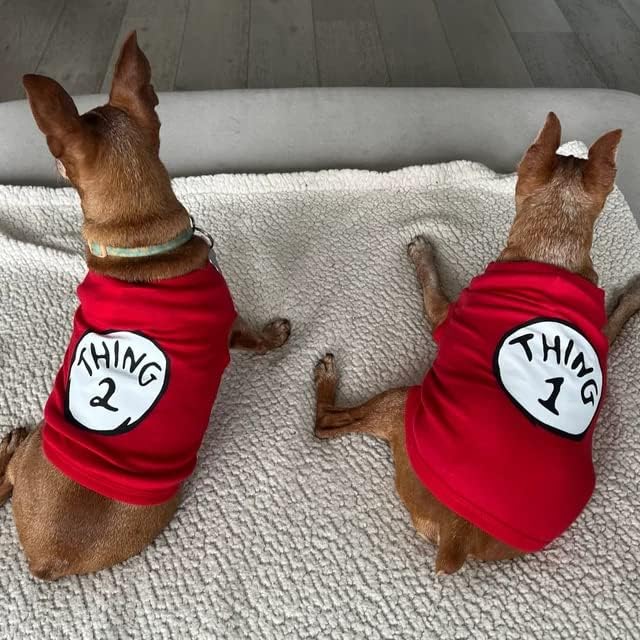 Pop Culture Dog Shirt - Breathable 'Thing 1 to Thing 9' Print, X-Large