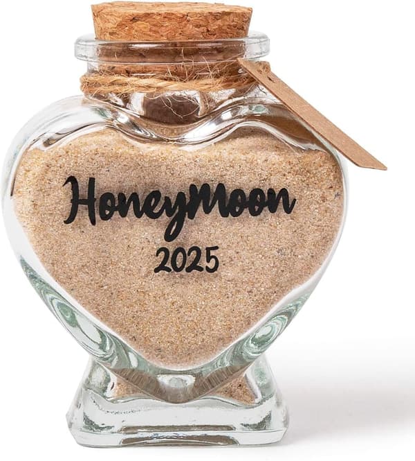 Honeymoon Keepsake Jar - Heart-Shaped Glass Gift for Couples