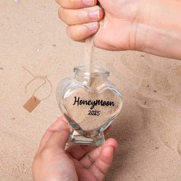 Honeymoon Keepsake Jar - Heart-Shaped Glass Gift for Couples