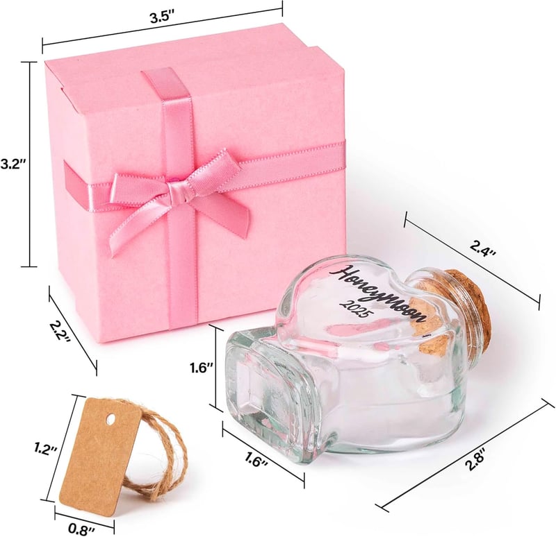 Honeymoon Keepsake Jar - Heart-Shaped Glass Gift for Couples
