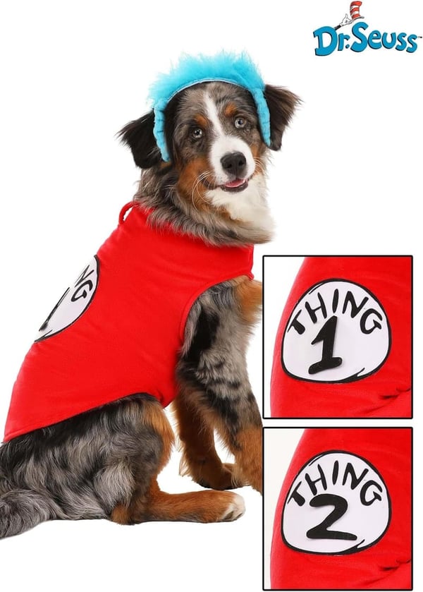 Thing 1 & 2 Pet Costume - Microfiber Fleece, Adjustable Straps