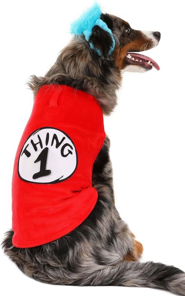Thing 1 & 2 Pet Costume - Microfiber Fleece, Adjustable Straps