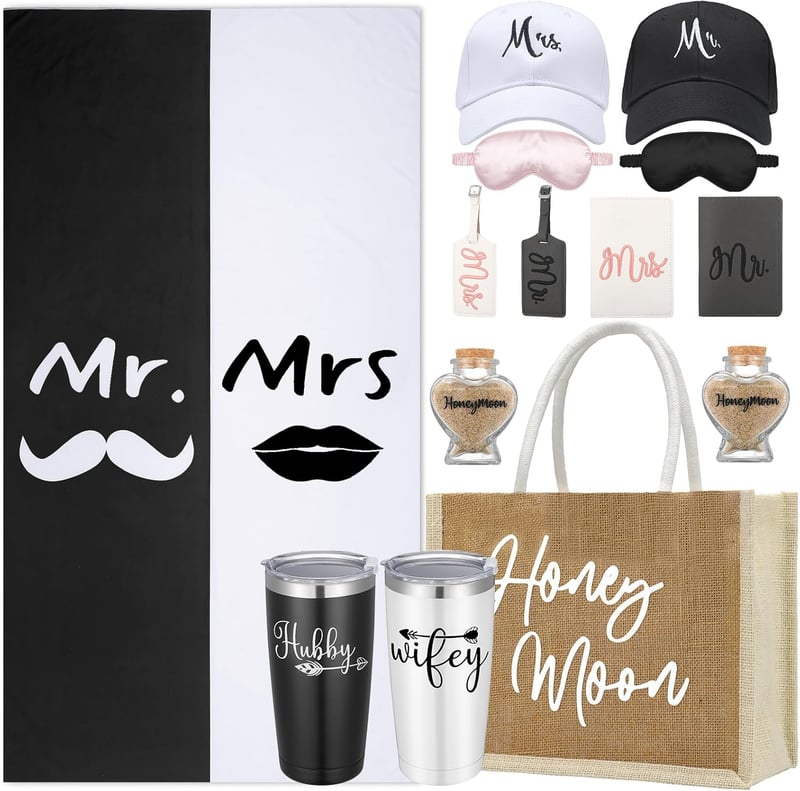 Couples' Honeymoon Gift Set - 14 Piece Mr & Mrs Essentials