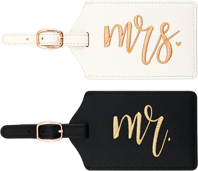 Bridal Shower Gift: Mr & Mrs PU Leather Luggage Tags