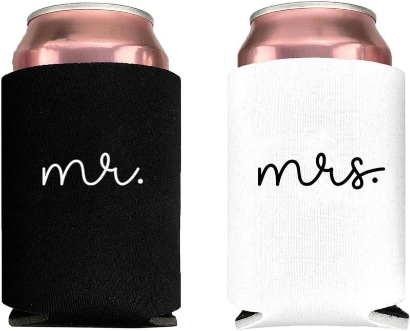 Wedding Can Coolers Set for Newlyweds | Engraved Mr. & Mrs.