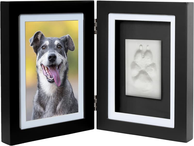 Pet Memorial Photo Keepsake Frame with Paw Print Imprint