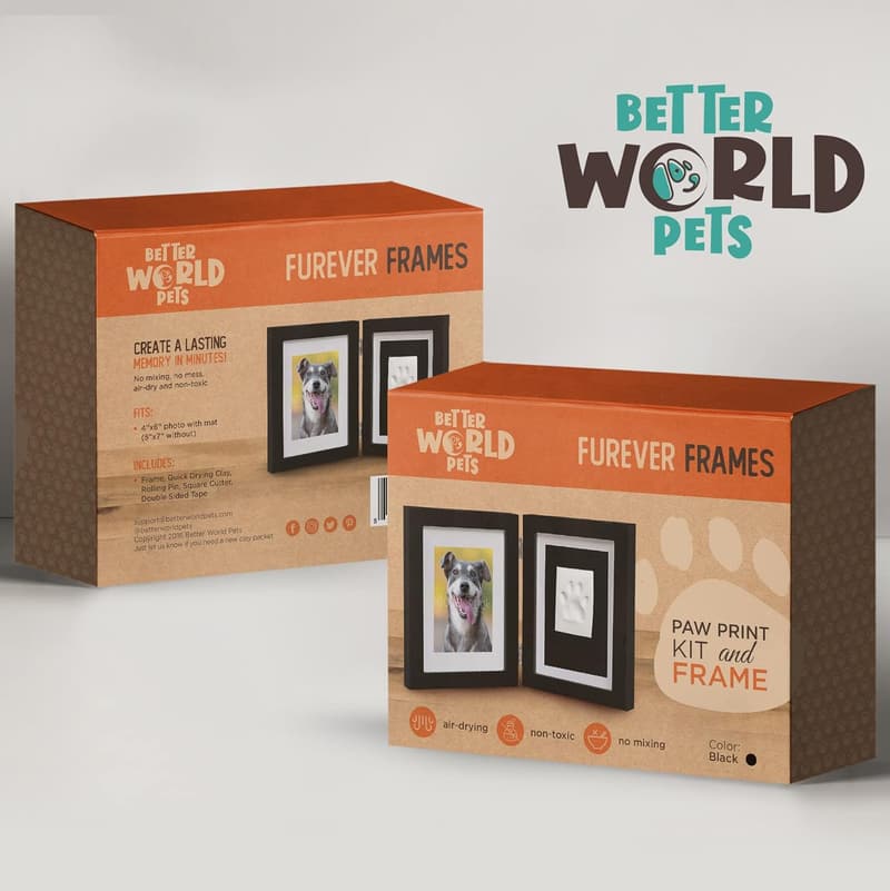 Pet Memorial Photo Keepsake Frame with Paw Print Imprint