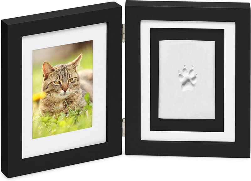 Pet Memorial Photo Keepsake Frame with Paw Print Imprint