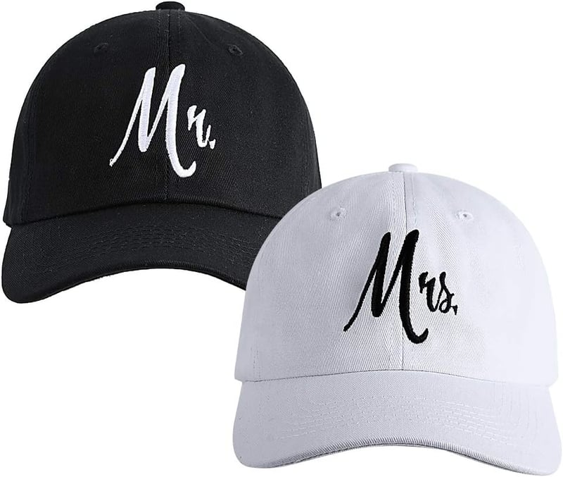 Newlywed Baseball Caps Set - Mr. & Mrs. Bride and Groom Gift