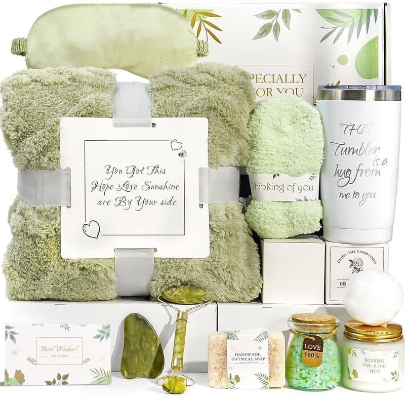 Spa Gift Basket with Blanket - Self Care Gifts for Women
