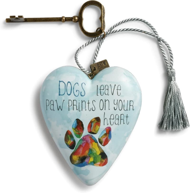 Dogs Leave Paw Prints Heart Shaped Resin Keepsake Art