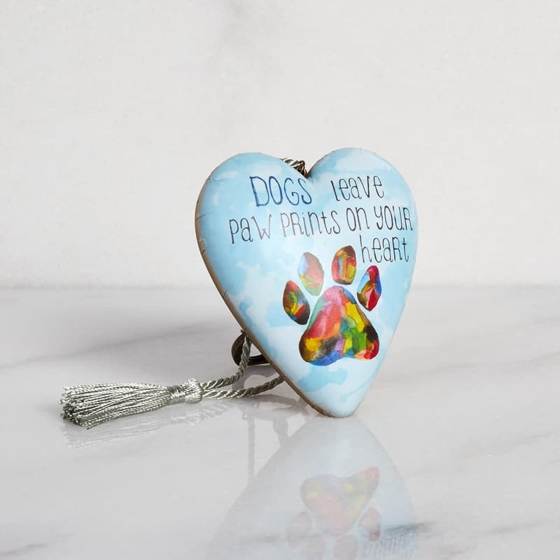 Dogs Leave Paw Prints Heart Shaped Resin Keepsake Art