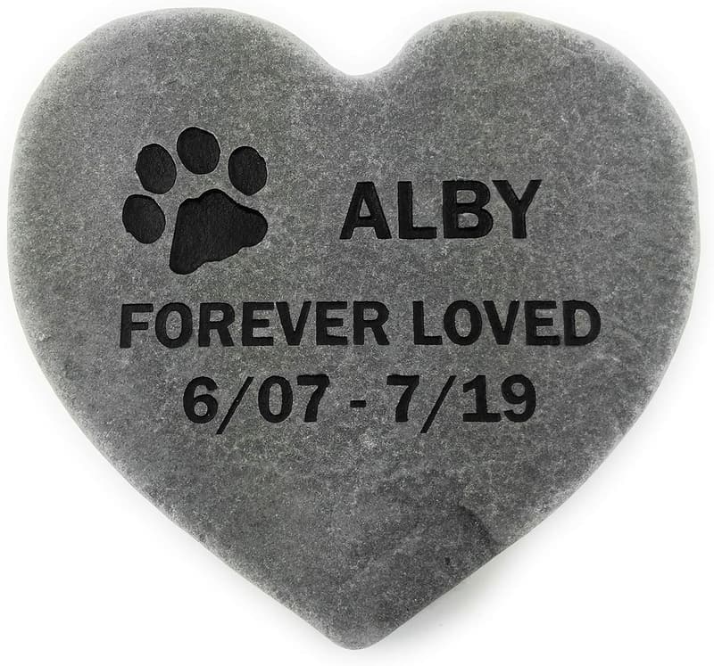 Personalized Gray Natural Stone Pet Memorial Heart Marker
