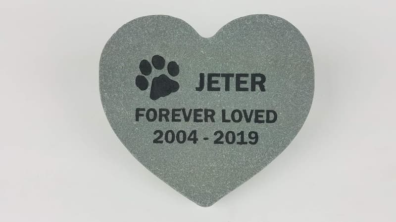 Personalized Gray Natural Stone Pet Memorial Heart Marker