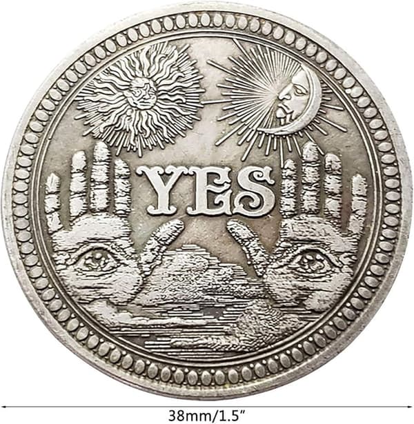 Yes No Challenge Coin - Silver Decision Maker