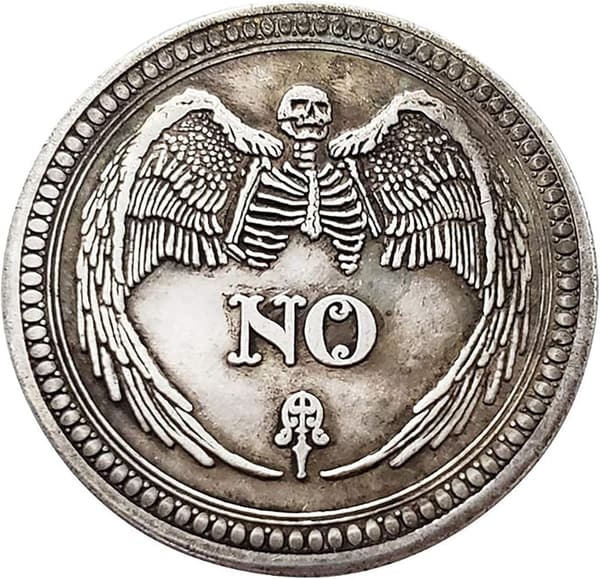 Yes No Challenge Coin - Silver Decision Maker