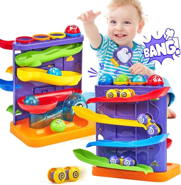 2-in-1 Pound Ball Toy & Car Ramp for Toddler Birthday Gift