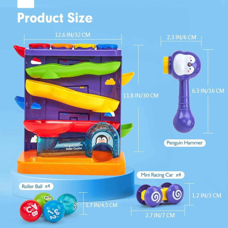 2-in-1 Pound Ball Toy & Car Ramp for Toddler Birthday Gift
