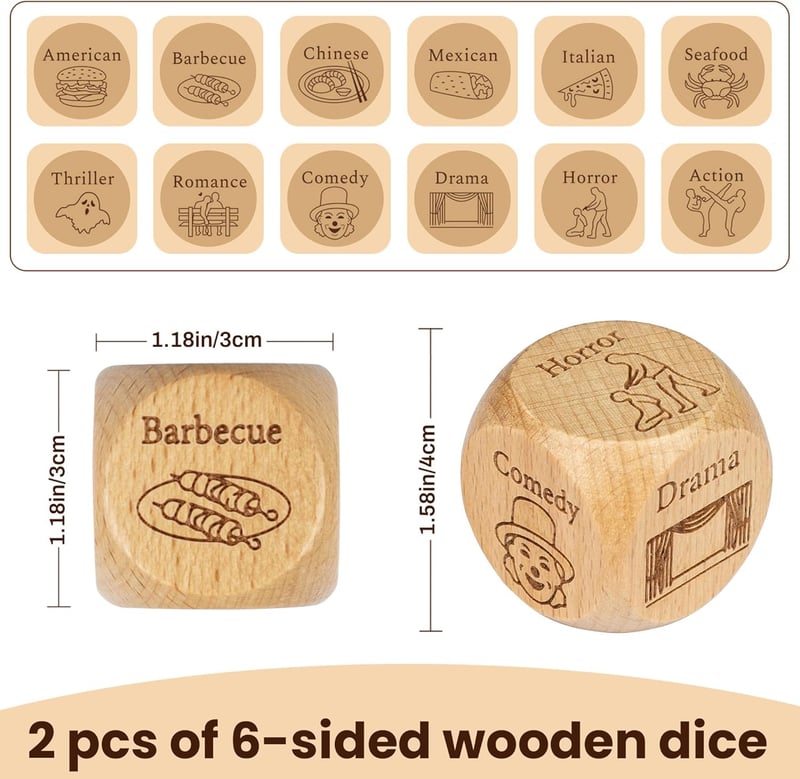 Date Night Idea Dice for Couples - Fun Food Decision Game