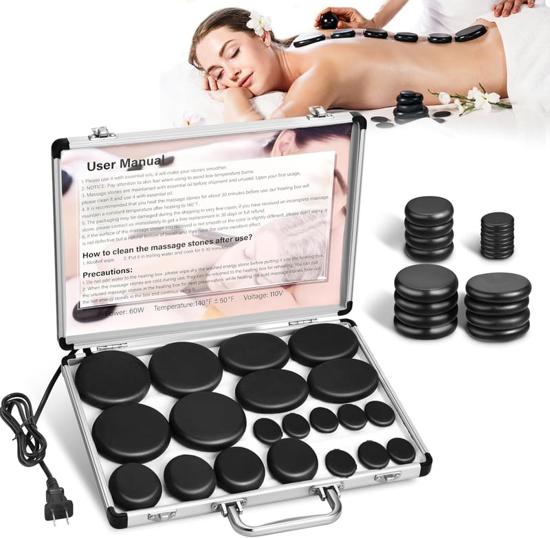 Hot Stones Massage Set with Warmer for Spa Therapy