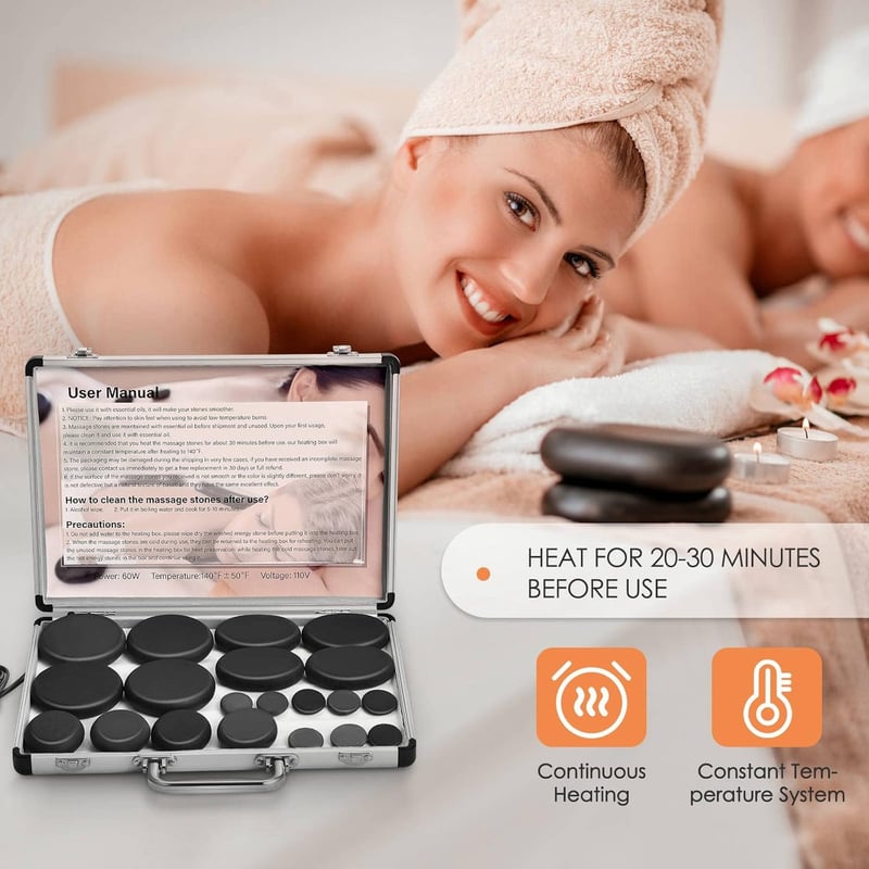 Hot Stones Massage Set with Warmer for Spa Therapy