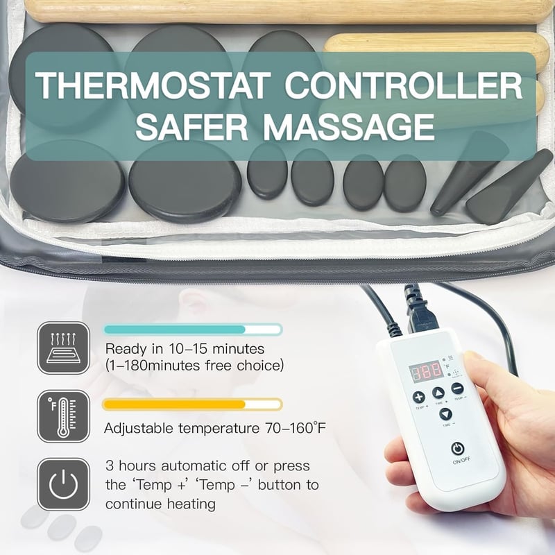 Massage Stones Set with Warmer Kit for Home Use