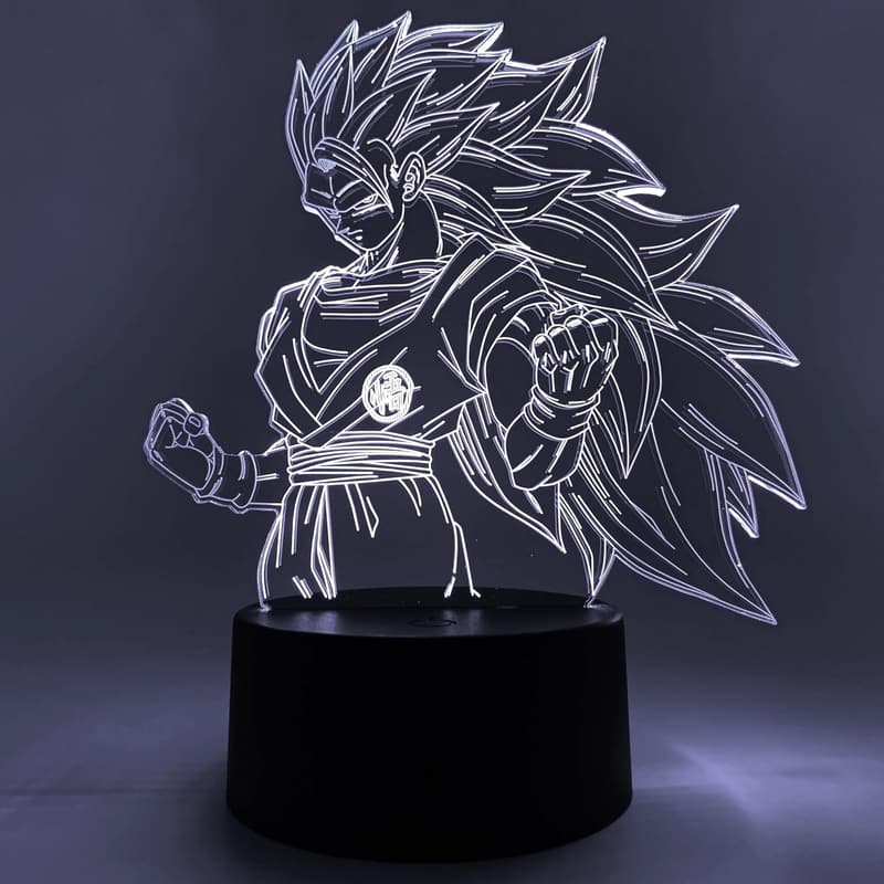 Super Saiyan 3 Goku LED Night Light – 16 Color Anime Decor