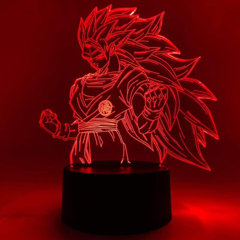 Super Saiyan 3 Goku LED Night Light – 16 Color Anime Decor