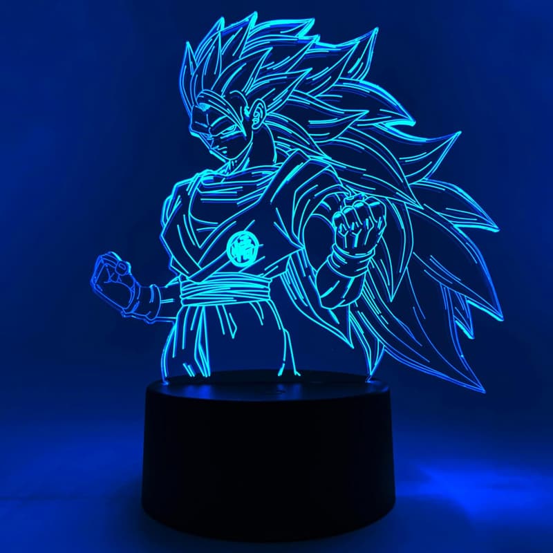 Super Saiyan 3 Goku LED Night Light – 16 Color Anime Decor