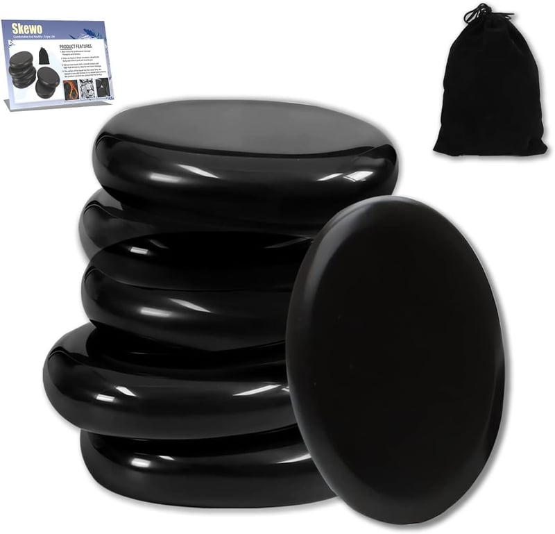Massage Hot Stones Set - 6 Basalt Stones for Home Spa Relaxation