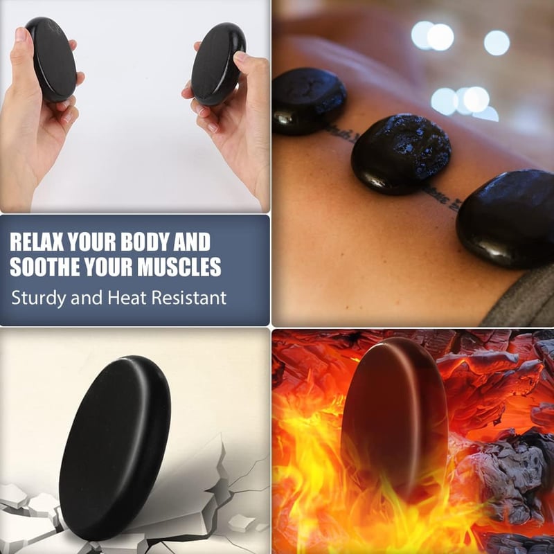Massage Hot Stones Set - 6 Basalt Stones for Home Spa Relaxation