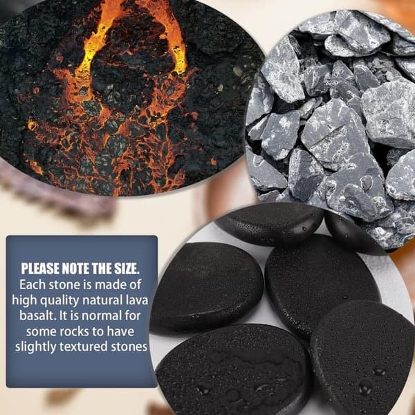 Massage Hot Stones Set - 6 Basalt Stones for Home Spa Relaxation