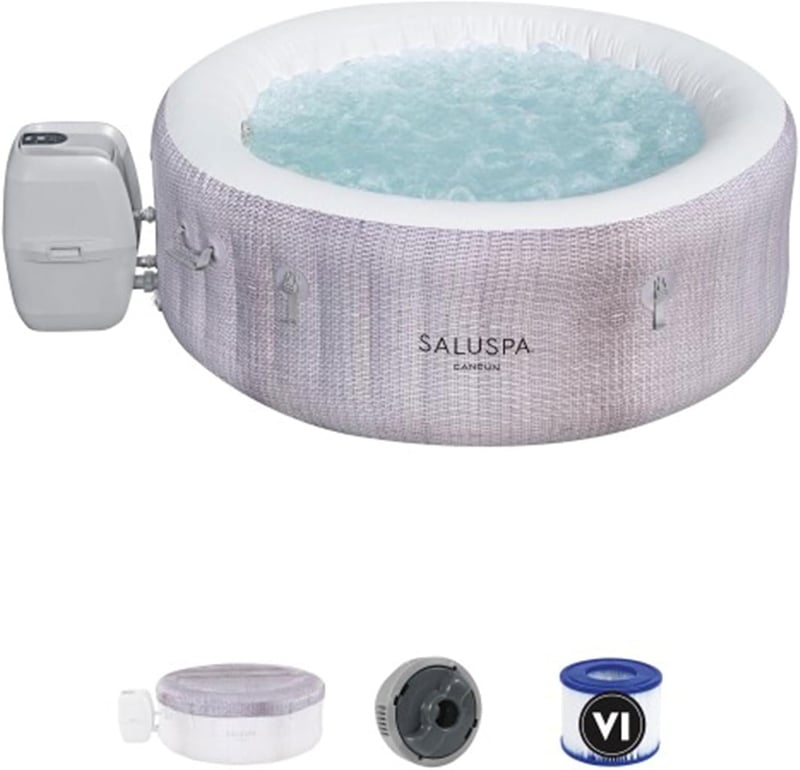 Inflatable Hot Tub for 2-4 People with 120 Jets, Gray