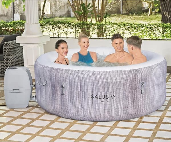 Inflatable Hot Tub for 2-4 People with 120 Jets, Gray