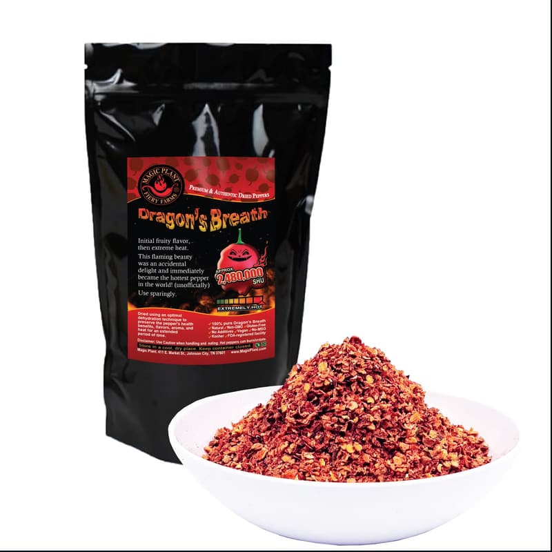 Dragon's Breath Dried Pepper Pods - Very Hot, Non-GMO, 0.5 Oz