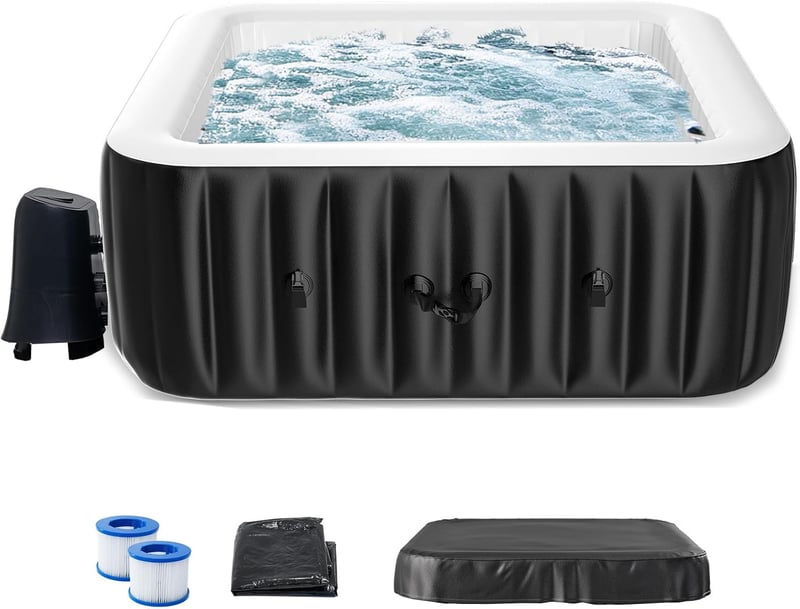 Portable 4-6 Person Inflatable Hot Tub with 130 Bubble Jets